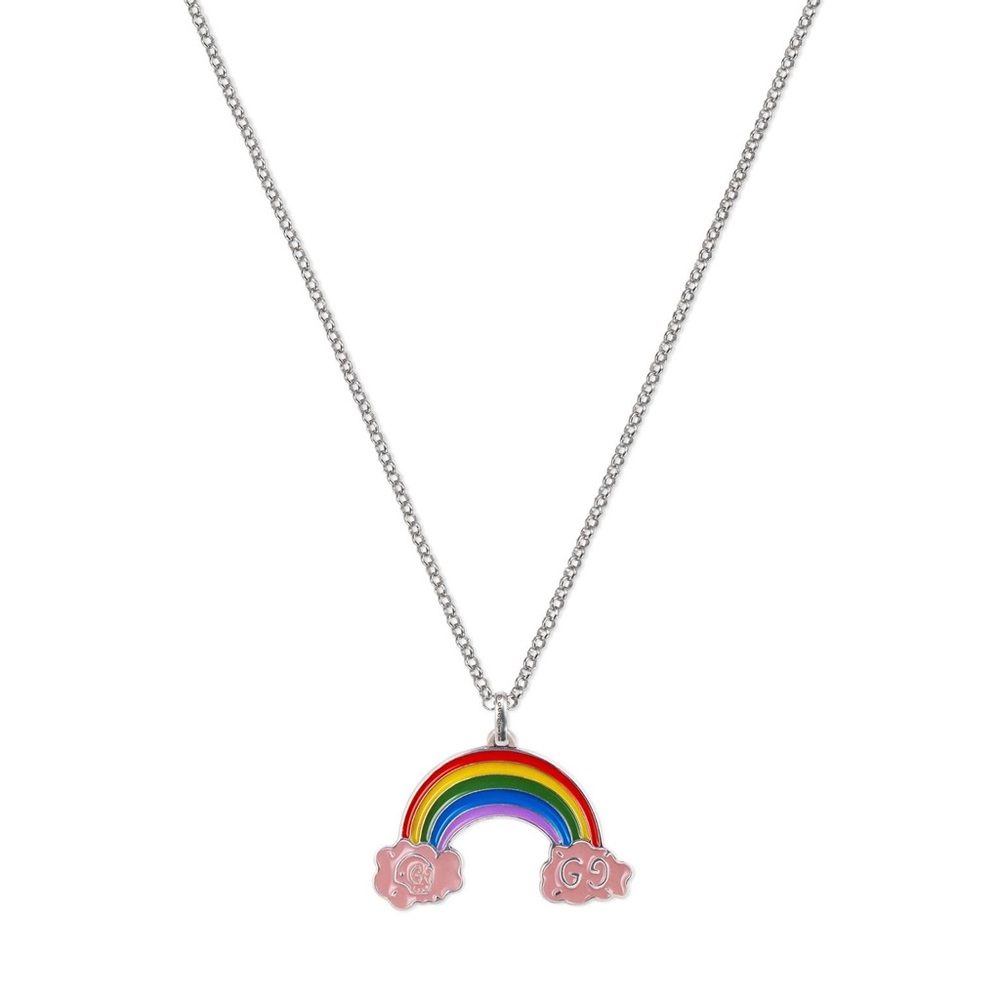 Gucci Full Inclusion Enamel Rainbow Ghost Pendant Necklace With Gift Bag & Box - Picture 4 of 16